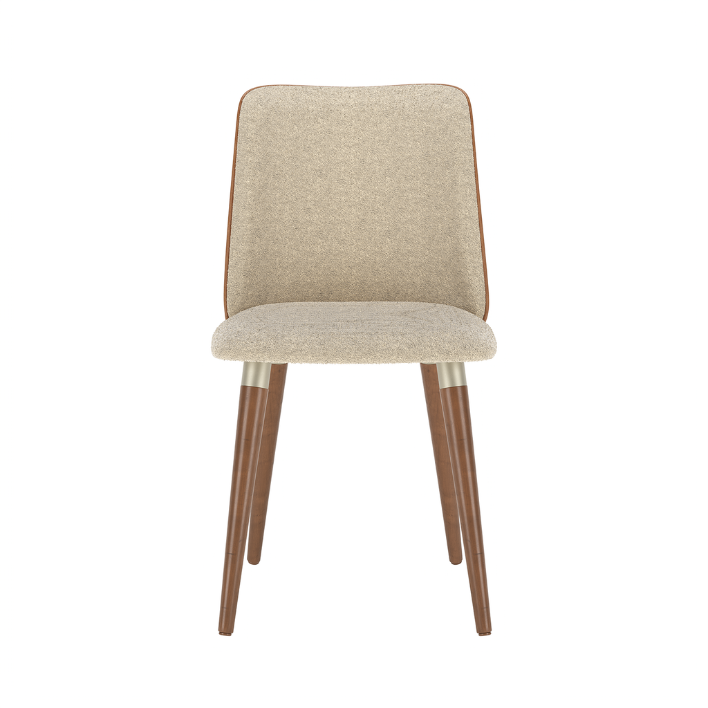 Cadeira Giratória Dakota Província Estofada Madeira Natural Tecido Boucle Caramelo