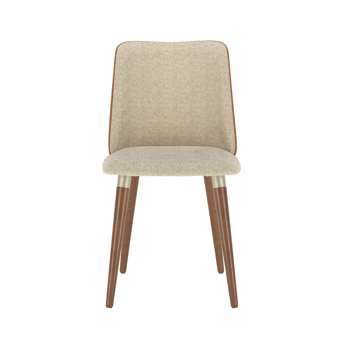 Cadeira Giratória Dakota Província Estofada Madeira Natural Tecido Boucle Caramelo