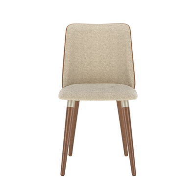 Cadeira Giratória Dakota Província Estofada Madeira Natural Tecido Boucle Caramelo