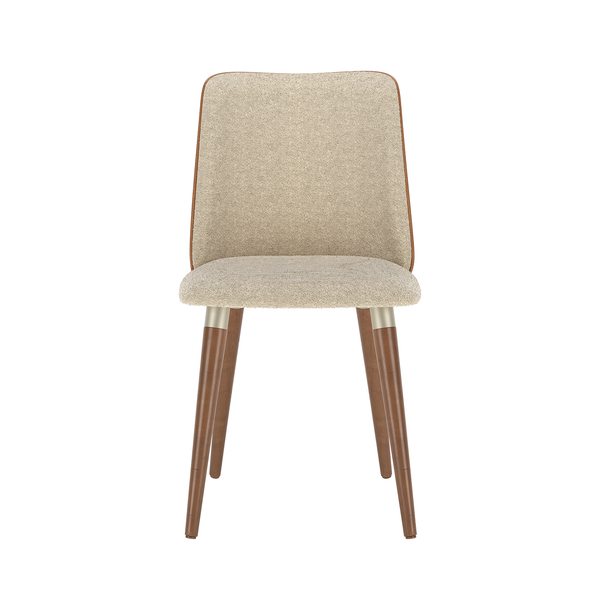 Cadeira Giratória Dakota Província Estofada Madeira Natural Tecido Boucle Caramelo