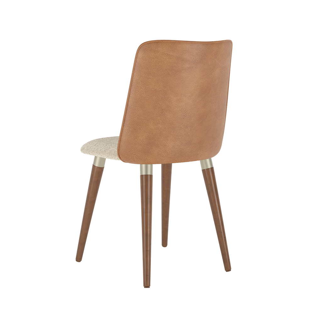 Cadeira Giratória Dakota Província Estofada Madeira Natural Tecido Boucle Caramelo