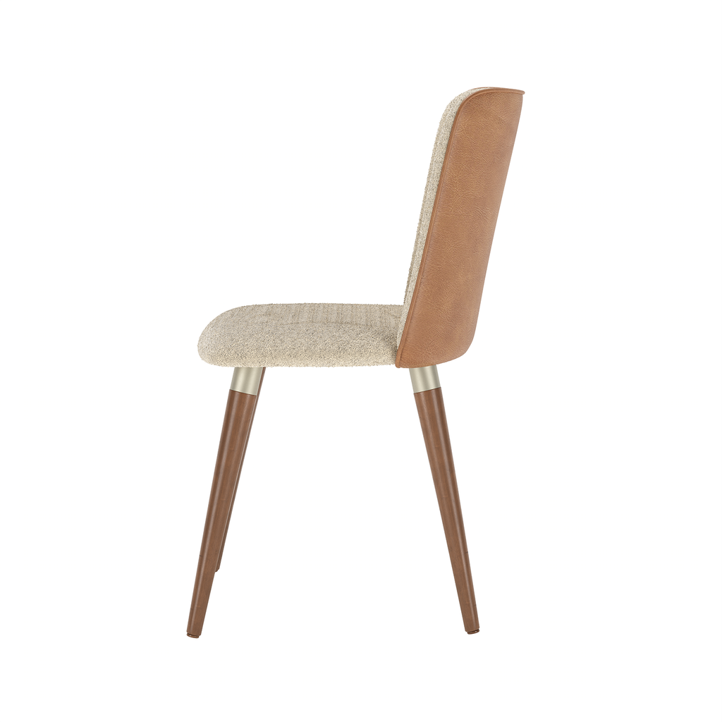 Cadeira Giratória Dakota Província Estofada Madeira Natural Tecido Boucle Caramelo