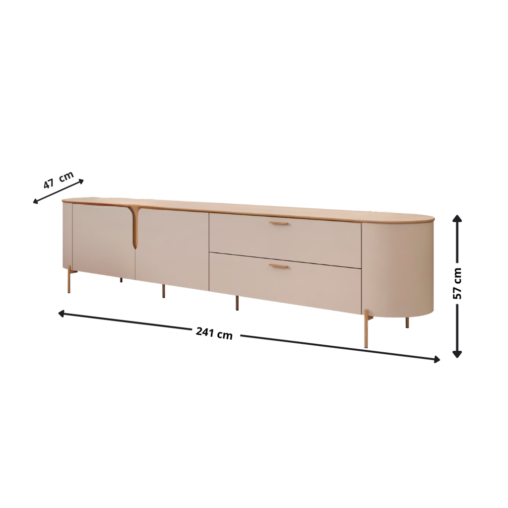 Rack Celine 241cm 100% MDF DJ Móveis 2 Portas 2 Gavetas Off White