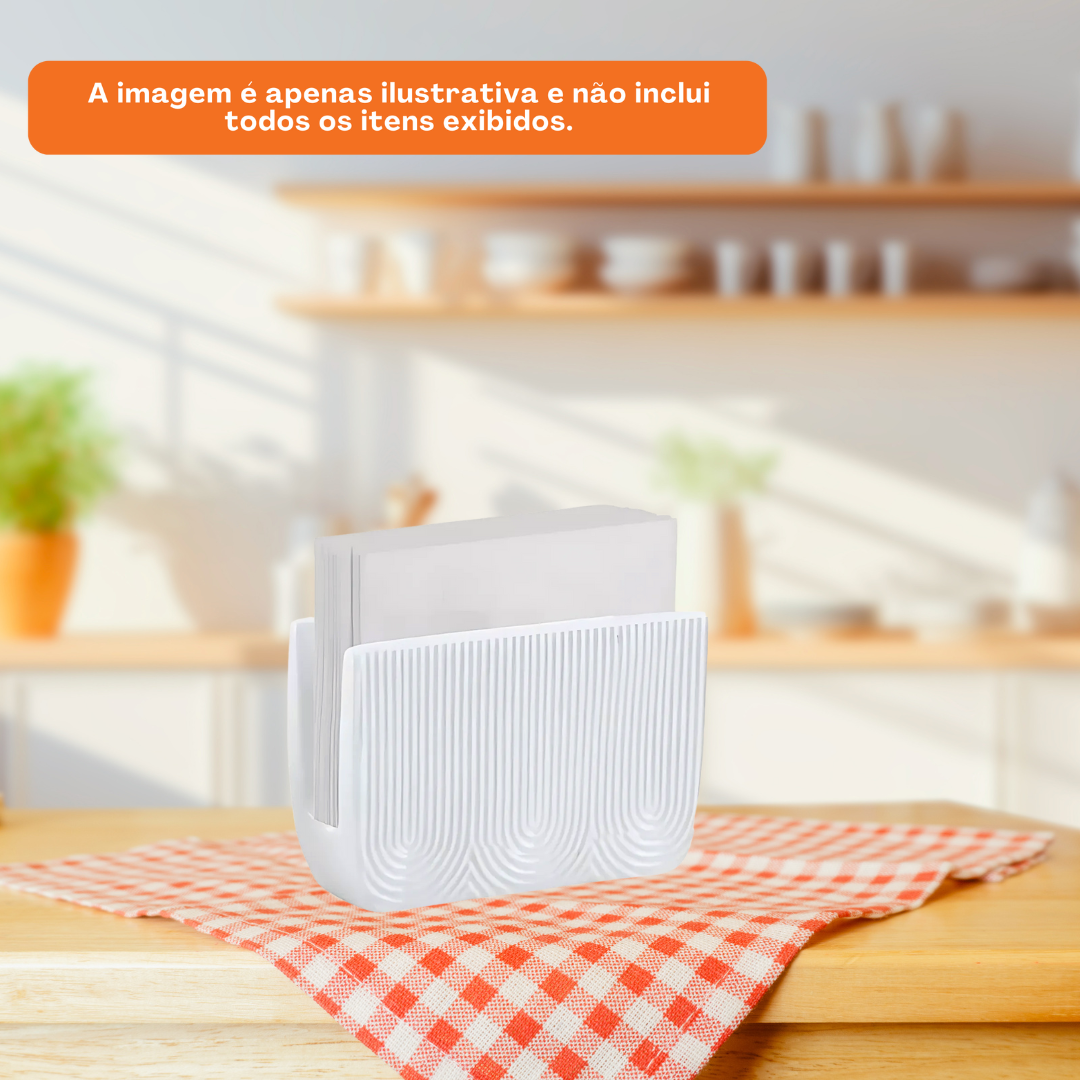 Porta Guardanapo de Cerâmica Etilux Oasis 12cm Branco