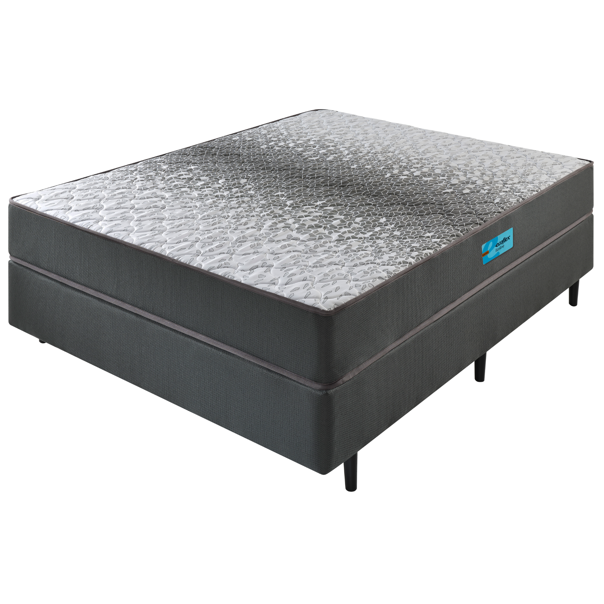 Conjunto Cama Box Dual Firm Casal Ecoflex 138x188x59cm Espuma Chumbo