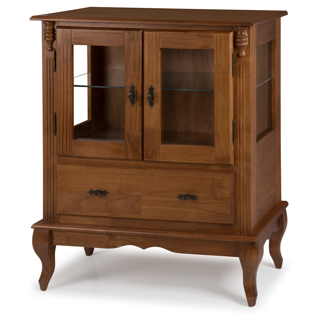 Cristaleira Baixa Rústica Linz 80x96cm 60312 2 Portas 1 Gaveta 100% Madeira Maciça Imbuia