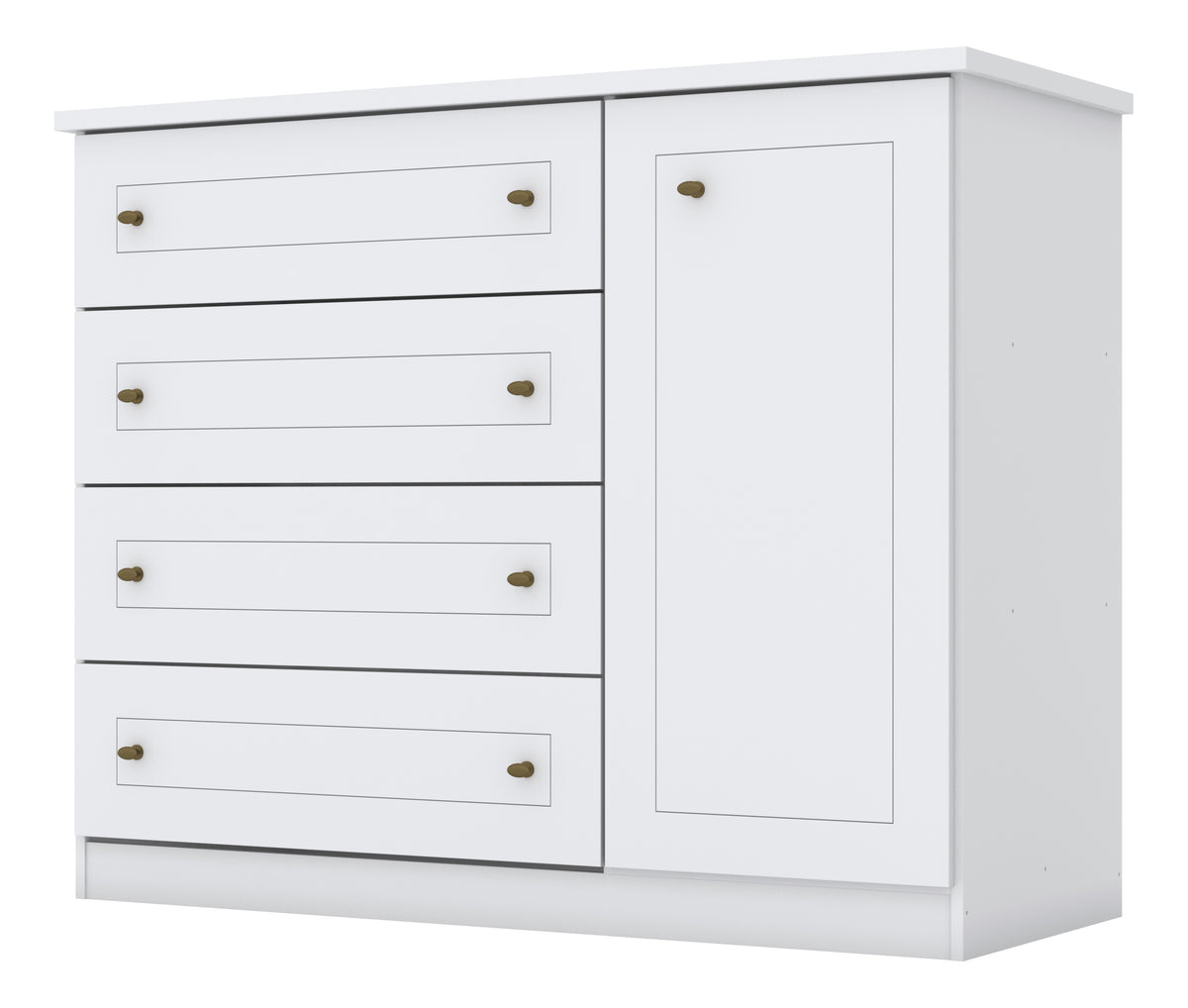 Cômoda Americana Henn 4 Gavetas 1 Porta Branco HP
