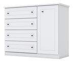 Cômoda Americana Henn 4 Gavetas 1 Porta Branco HP