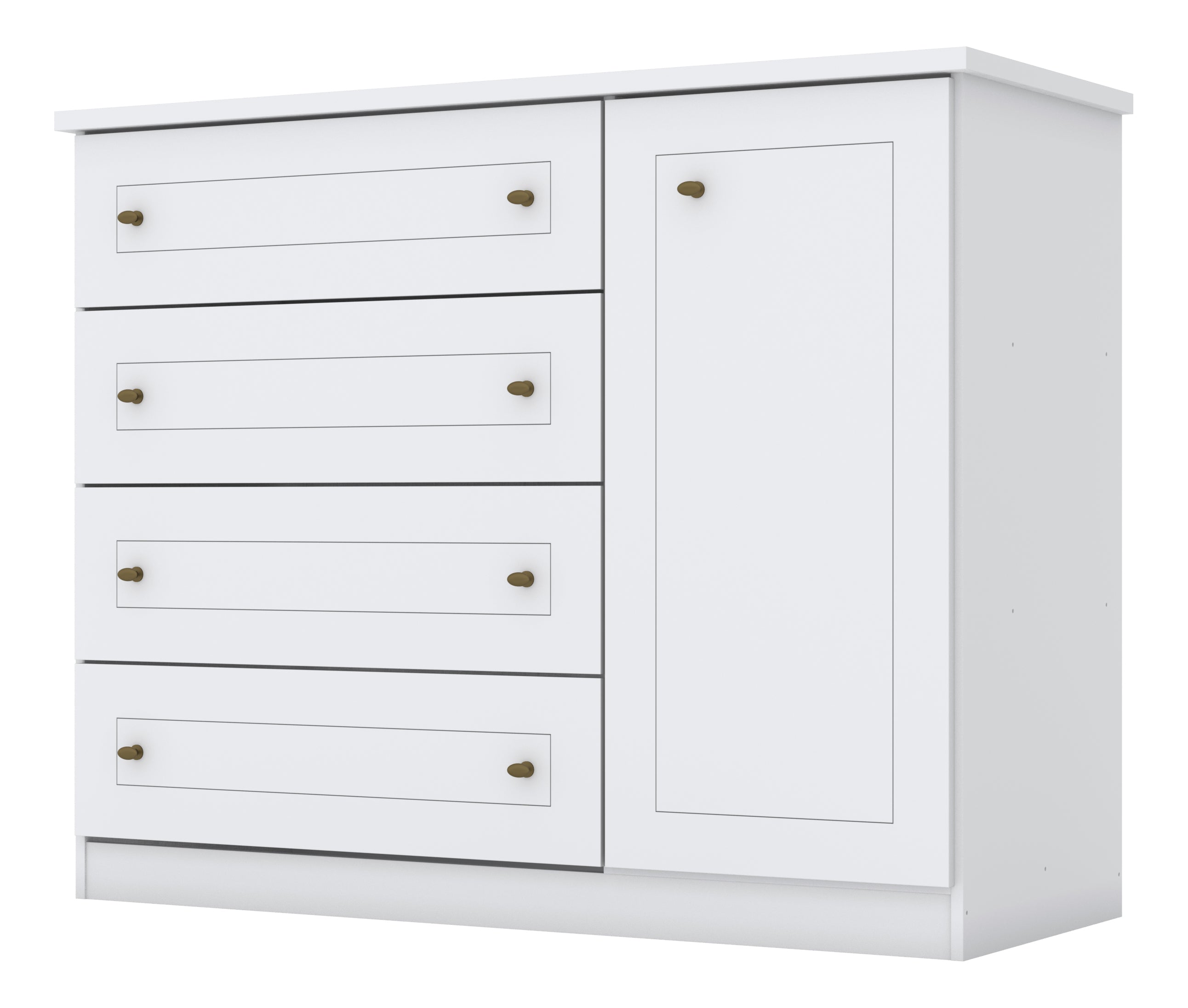 Cômoda Americana Henn 4 Gavetas 1 Porta Branco HP