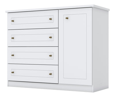 Cômoda Americana Henn 4 Gavetas 1 Porta Branco HP