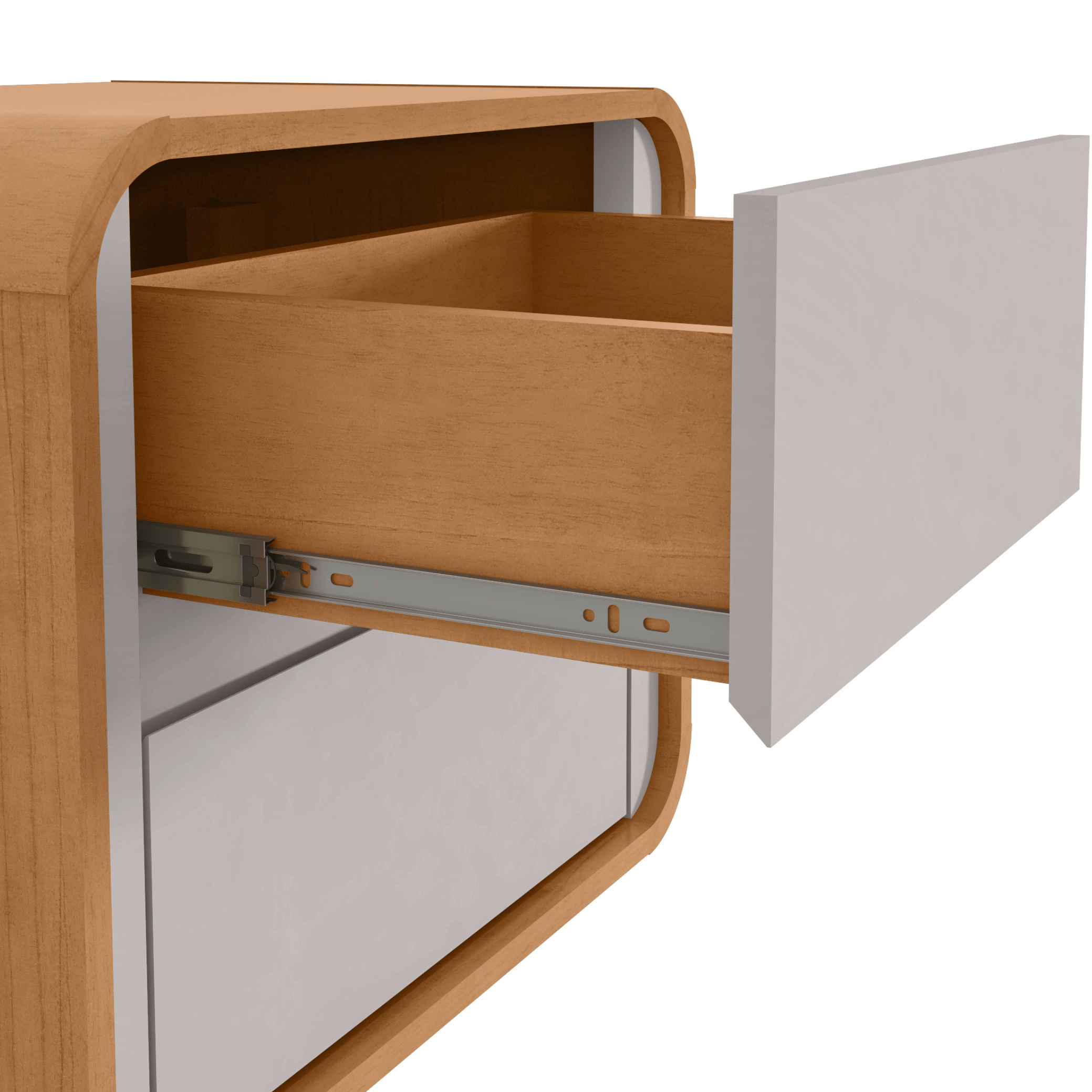 Mesa de Cabeceira Loop Lopas 55cm 2 Gavetas com Pés Amêndoa e Off White