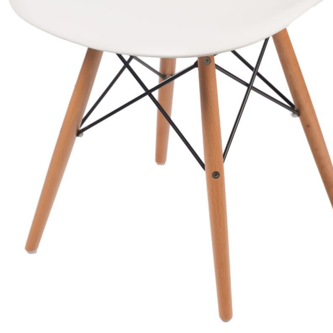 Cadeira Eiffel GRP em Polipropileno Pé Madeira Palito Branco