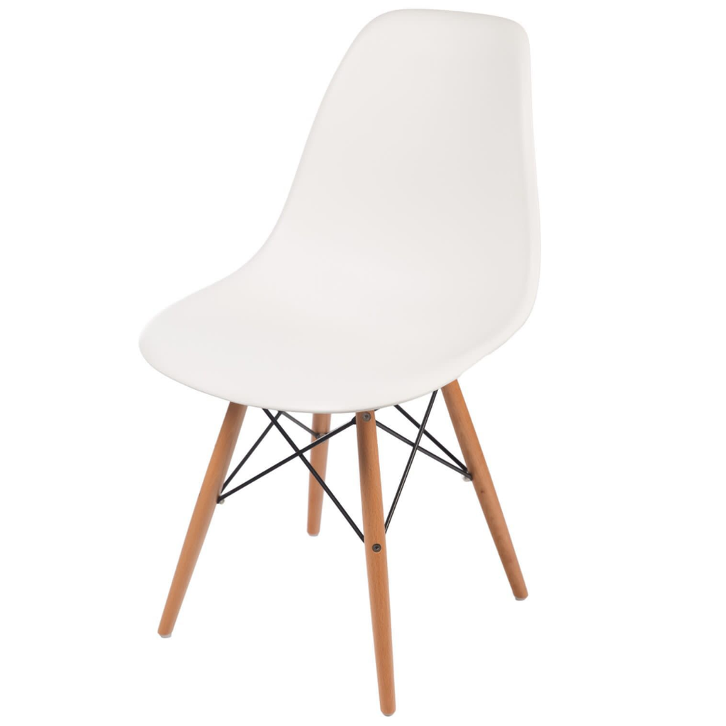 Cadeira Eiffel GRP em Polipropileno Pé Madeira Palito Branco