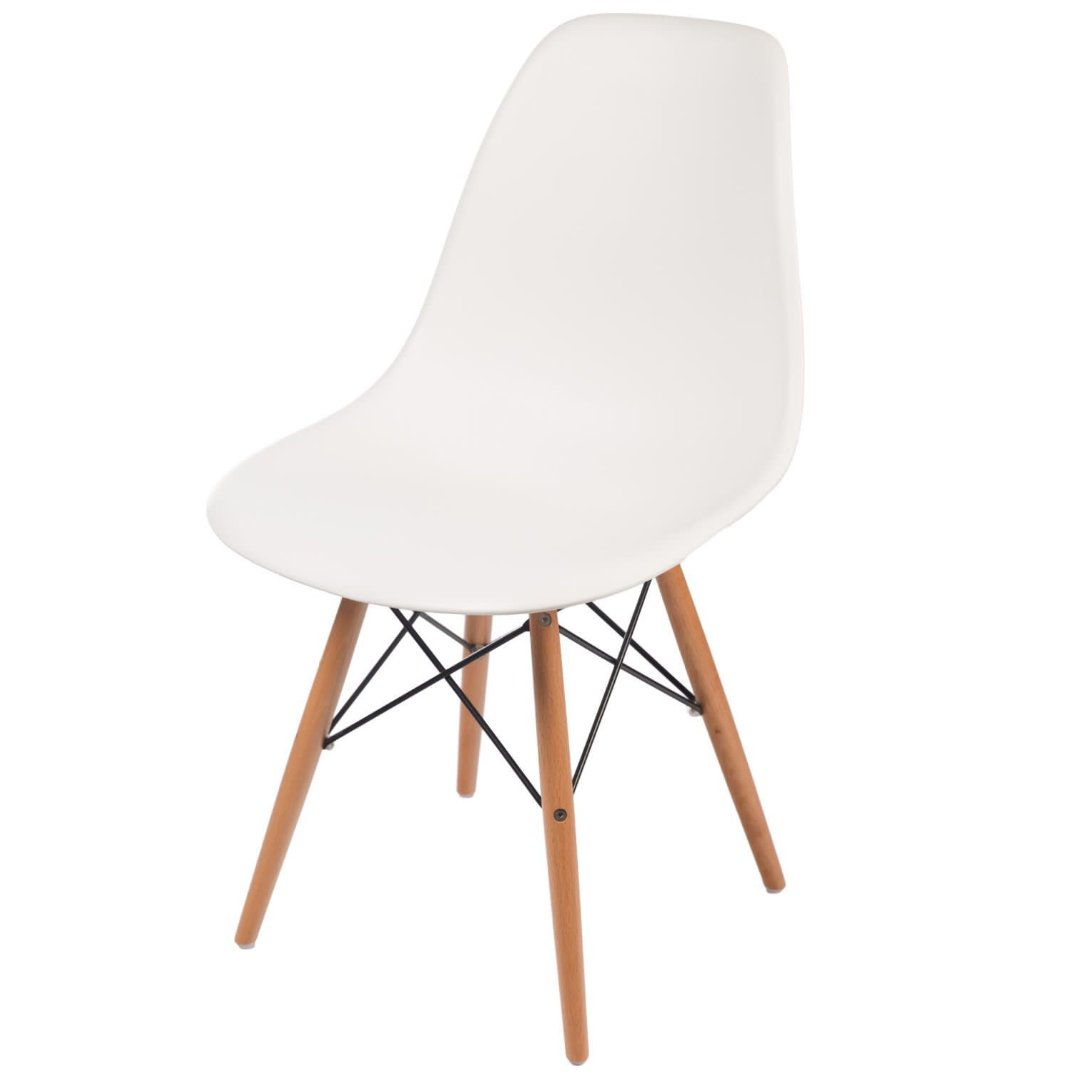 Cadeira Eiffel GRP em Polipropileno Pé Madeira Palito Branco
