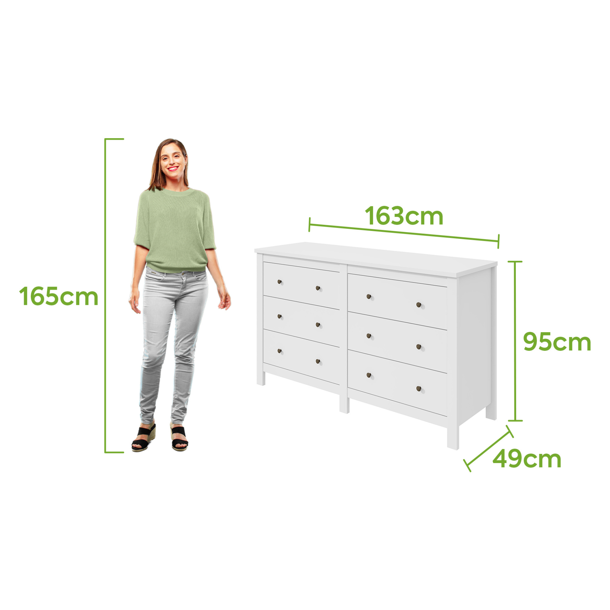 Cômoda Maggiore Lopas 6 Gavetas 162cm Branco