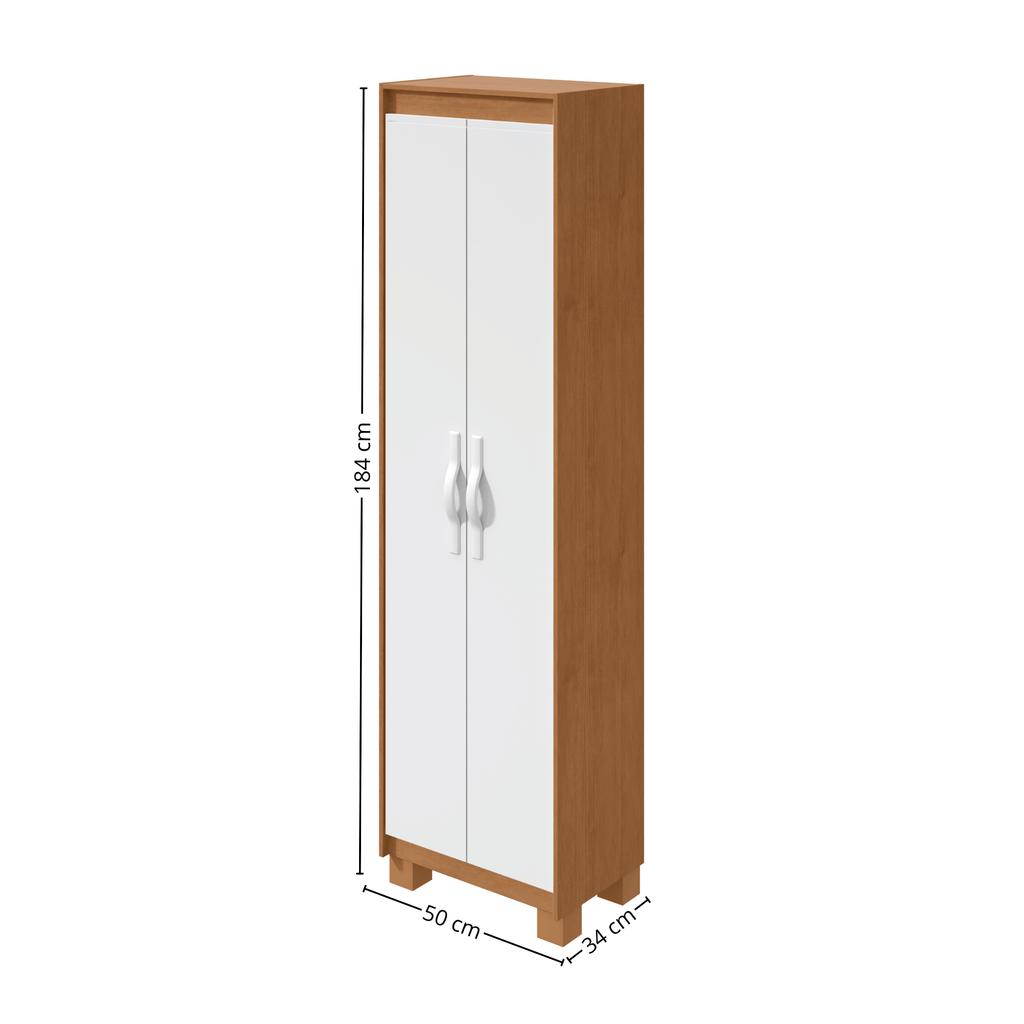 Armário Multiuso Bliss Lopas 2 Portas 50cm Amêndoa e Branco