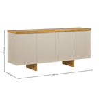 Balcão Buffet Süd Imcal 180cm 4 Portas 1 Gaveta Off White e Cinamomo