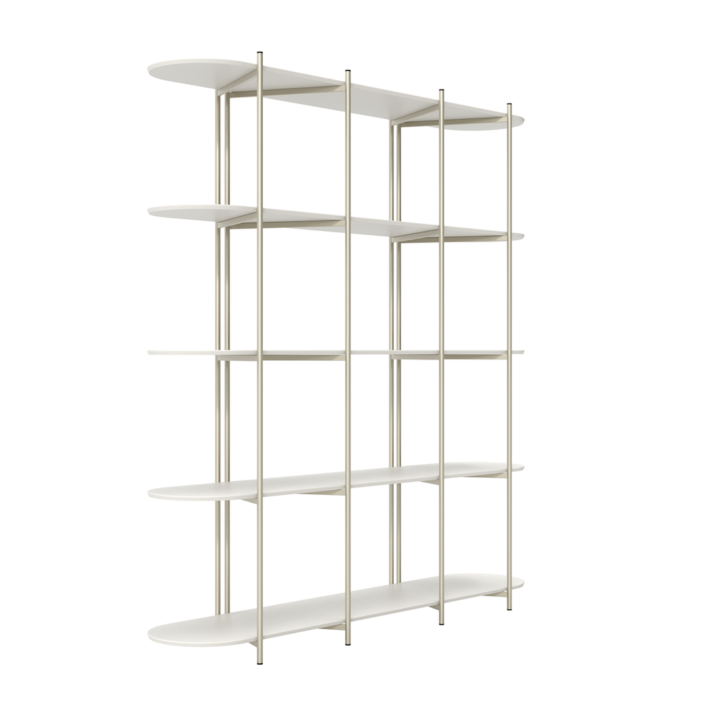 Estante Enya Província 180x195cm 5 Prateleiras Off White e Champanhe