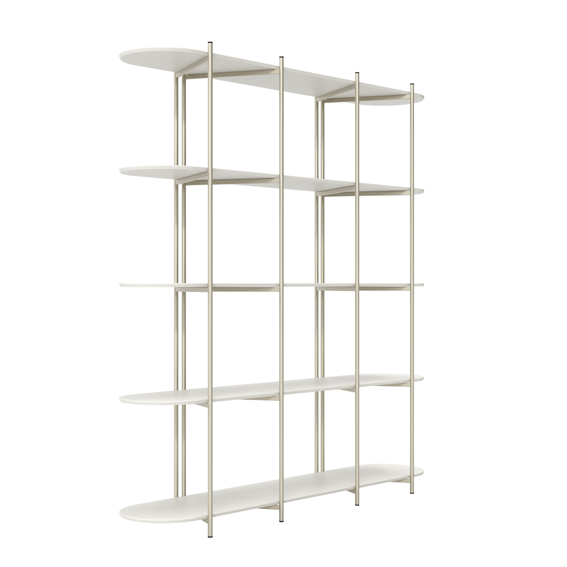 Estante Enya Província 180x195cm 5 Prateleiras Off White e Champanhe