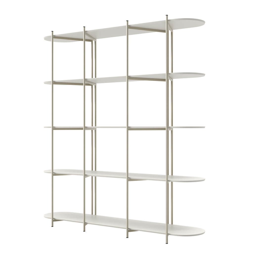 Estante Enya Província 180x195cm 5 Prateleiras Off White e Champanhe