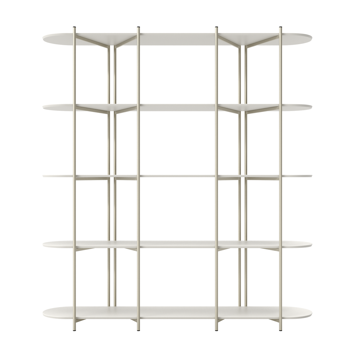 Estante Enya Província 180x195cm 5 Prateleiras Off White e Champanhe