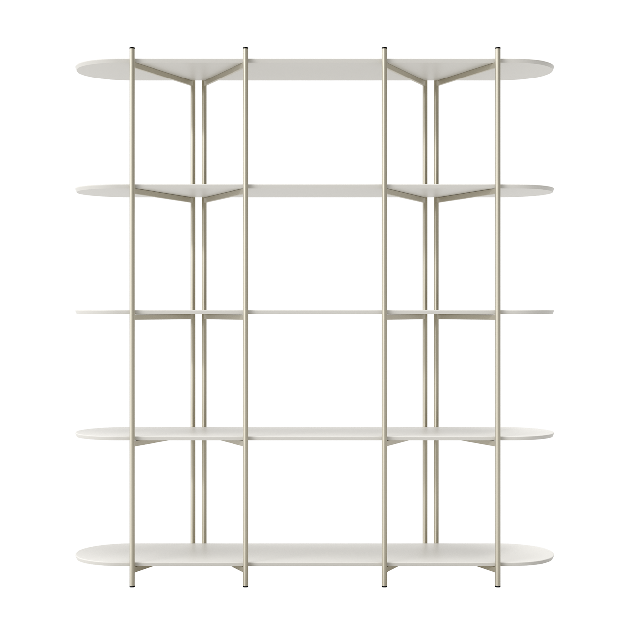 Estante Enya Província 180x195cm 5 Prateleiras Off White e Champanhe
