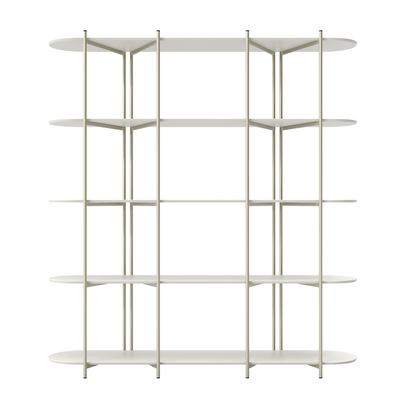 Estante Enya Província 180x195cm 5 Prateleiras Off White e Champanhe