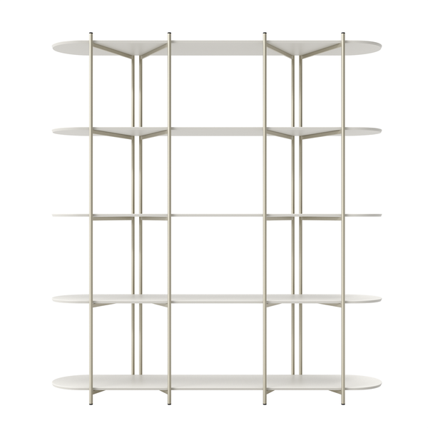 Estante Enya Província 180x195cm 5 Prateleiras Off White e Champanhe