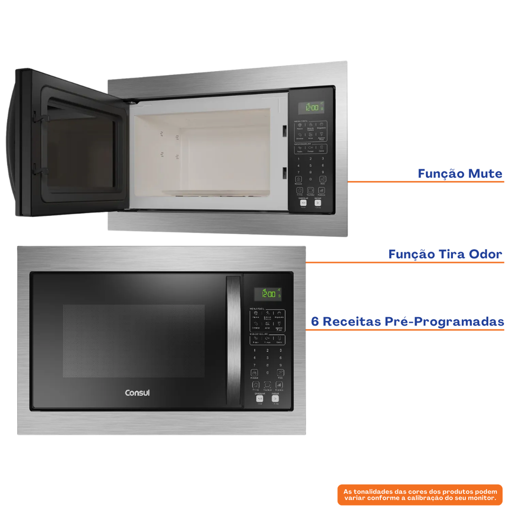 Micro-ondas de Embutir Consul 32L CM146AE Menu Fácil Inox/Preto 220V