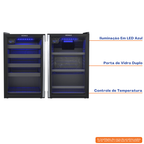Conjunto Venax Cervejeira 102L Blue Ligth + Adega 24 Garrafas Piubella Porta Invertida Preto Fosco 220V
