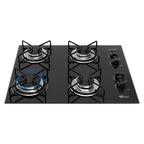 Cooktop a Gás Fischer 4 Bocas Fit Line Trempe Aramado Esmaltado Vidro Preto Bivolt