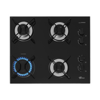 Cooktop a Gás Fischer 4 Bocas Fit Line Trempe Aramado Esmaltado Vidro Preto Bivolt