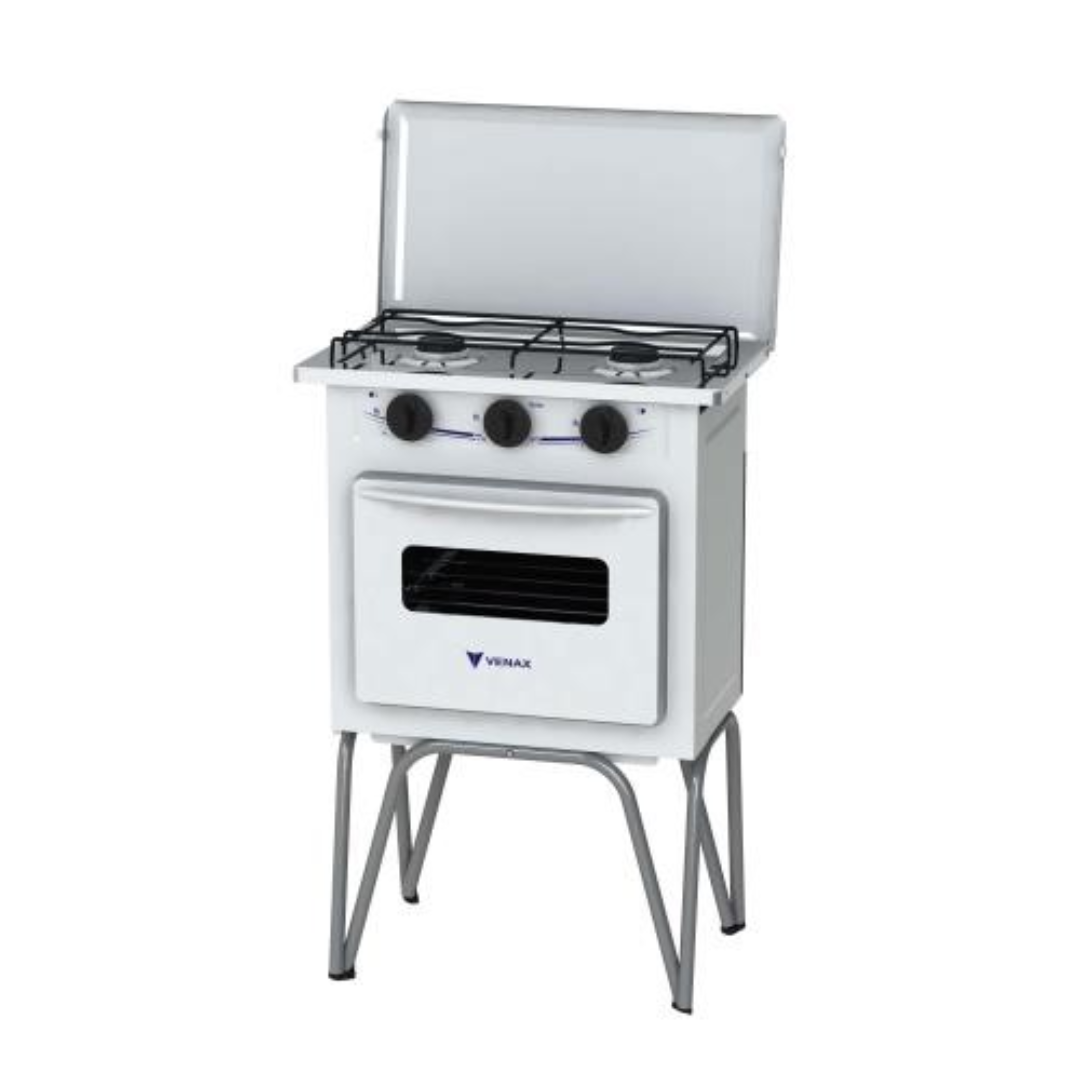 Fogão à Gás Portátil 2 Bocas Gemini com Tampa de Metal Branco 220V