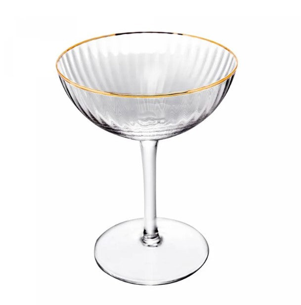 Jogo de 6 Taças Coupe Rojemac Lines Fio Ouro em Cristal 250ml