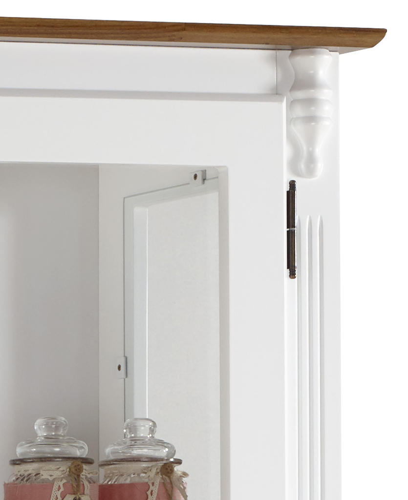 Cristaleira Rústica Linz 90cm 2 Portas e 1 Gaveta Branco e Imbuia