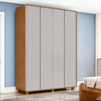 Roupeiro Loop Lopas 184cm 100% MDF 4 Portas com Pés Amêndoa e Off White