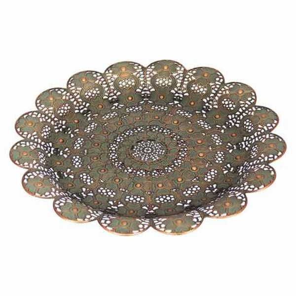 Centro de Mesa Redondo GS Moroccan em Metal Dourado