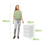 Mesa de Cabeceira Baião Lopas 3 Gavetas Branco