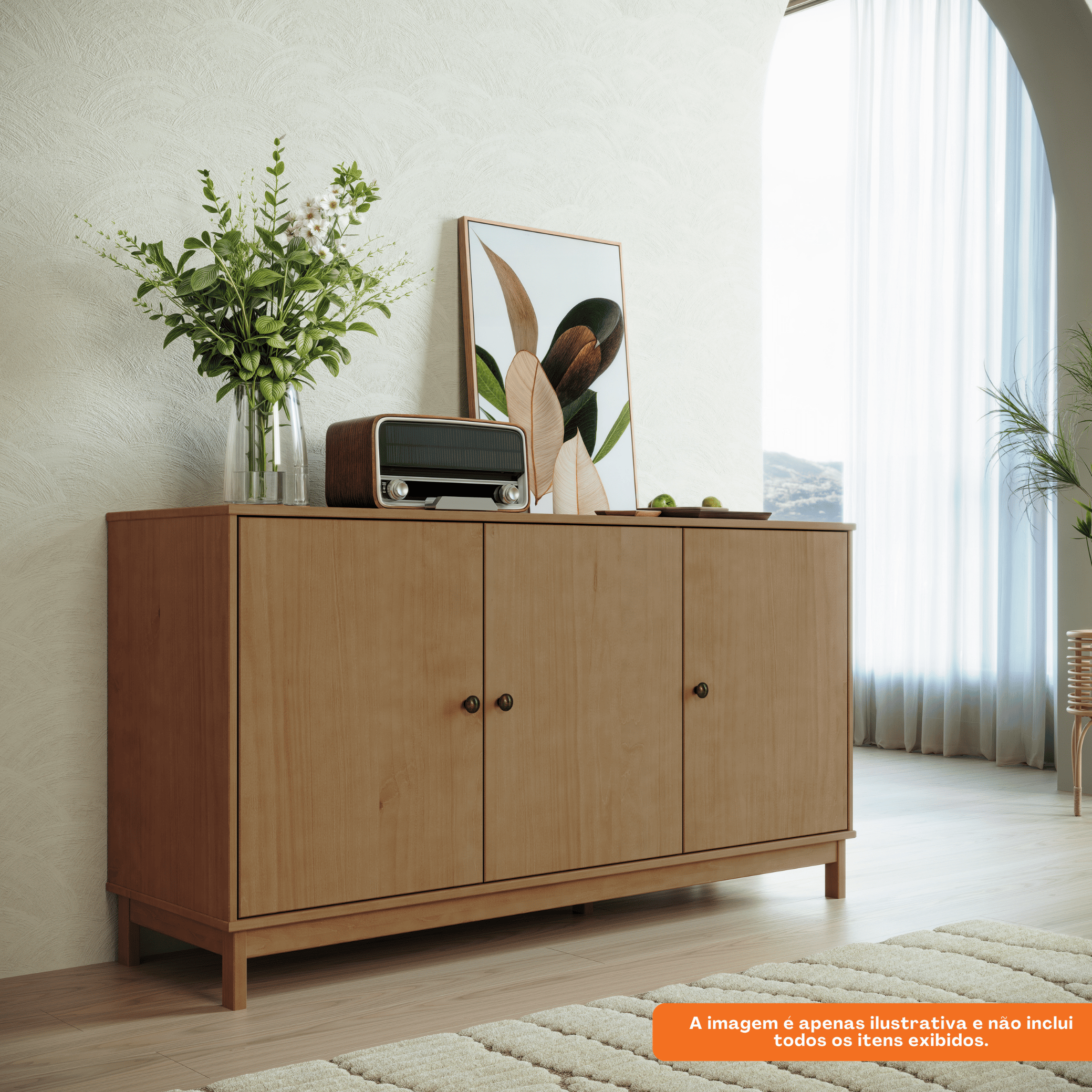 Balcão Buffet Essência Finestra 160cm 3 Portas Freijó