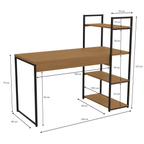 Escrivaninha Industrial Kappesberg LI010 136cm com 3 Prateleiras Canela e Preto
