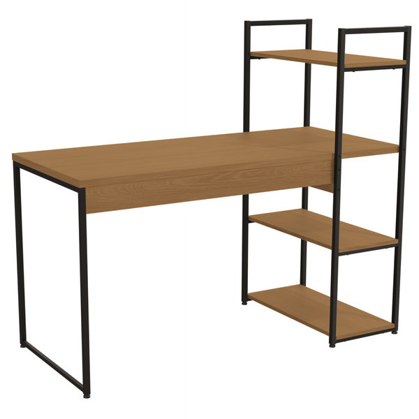 Escrivaninha Industrial Kappesberg LI010 136cm com 3 Prateleiras Canela e Preto