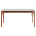 Mesa Retangular Addar Província 135x90cm Natural Tampo Vidro Off White
