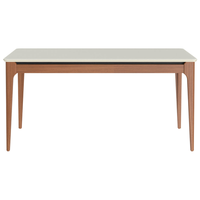 Mesa Retangular Addar Província 135x90cm Natural Tampo Vidro Off White