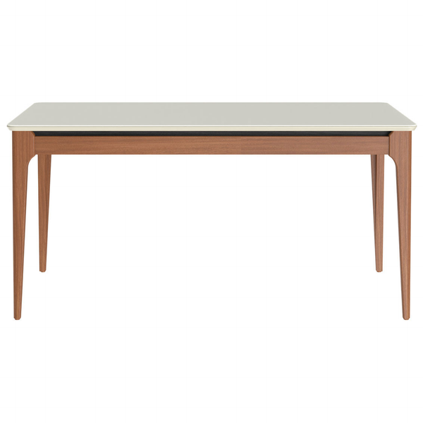 Mesa Retangular Addar Província 135x90cm Natural Tampo Vidro Off White