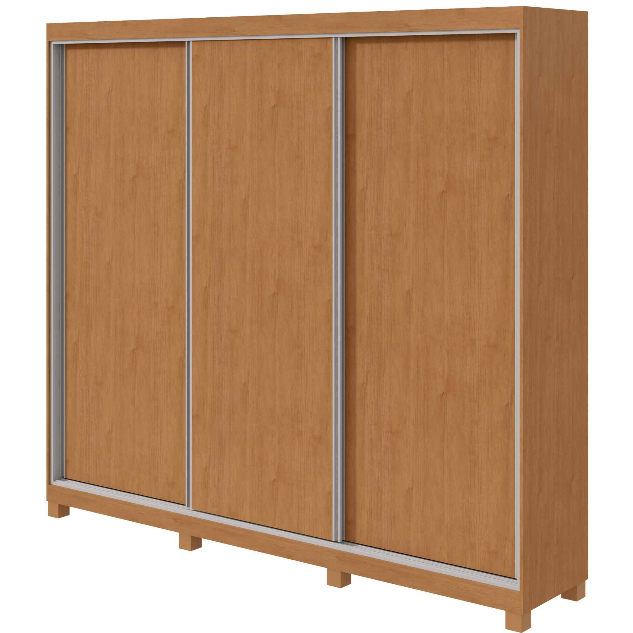 Roupeiro Quadrix Lopas 230cm 3 Portas Correr 100% MDF com Pés Flex Amêndoa e Off White