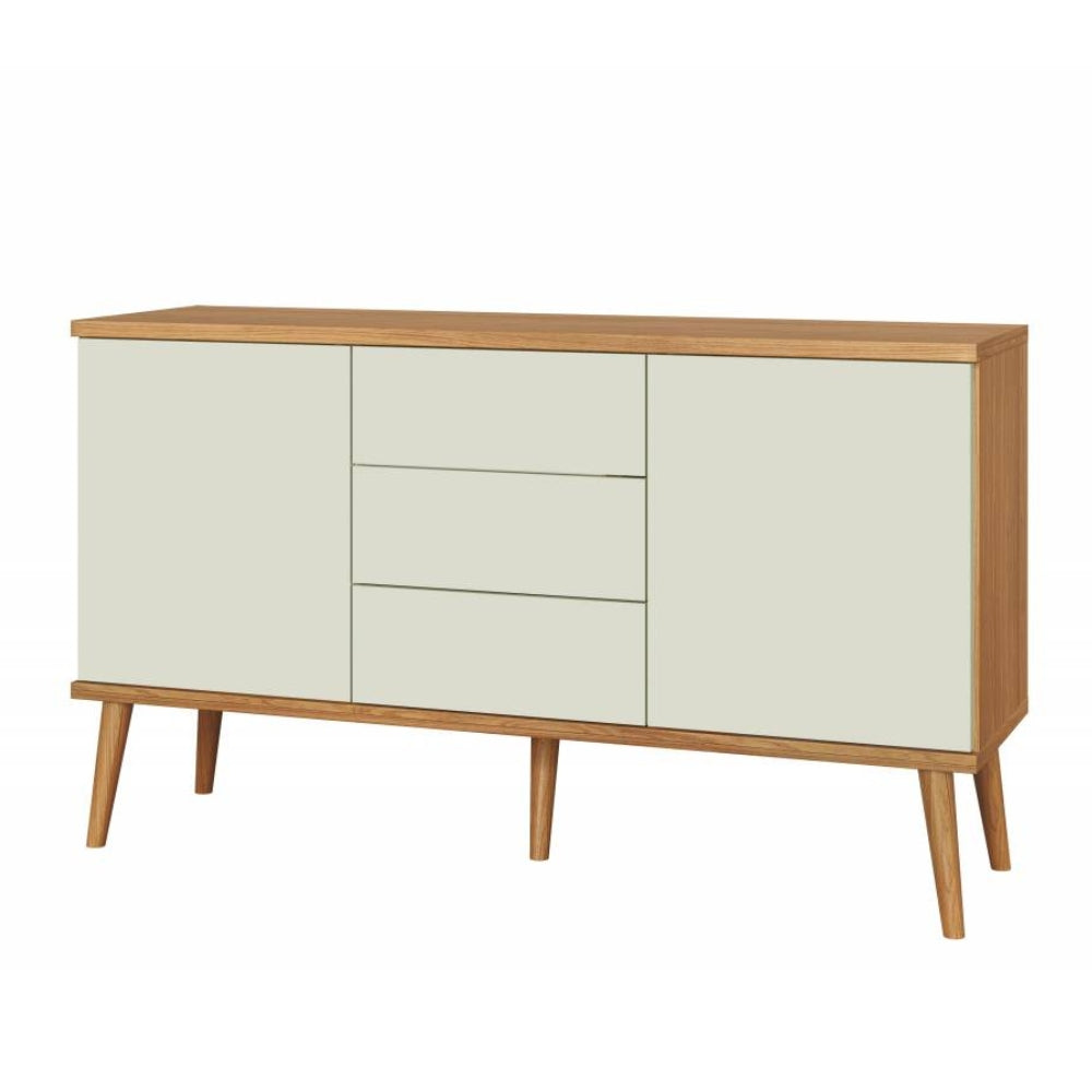 Balcão Buffet 135cm Dalla Costa TB329 2 Portas 3 Gavetas  Freijó/Off White