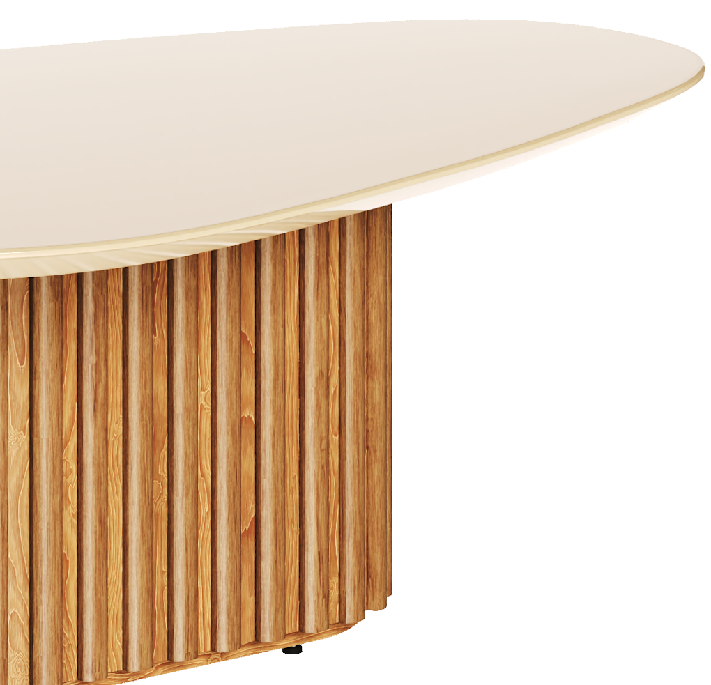 Mesa de Centro Orgânica Imcal 90x33 Pé Ripado Off White
