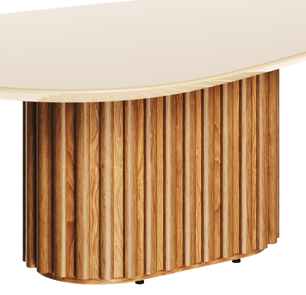 Mesa de Centro Orgânica Imcal 90x33 Pé Ripado Off White