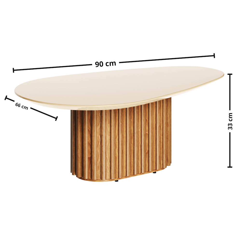 Mesa de Centro Orgânica Imcal 90x33 Pé Ripado Off White