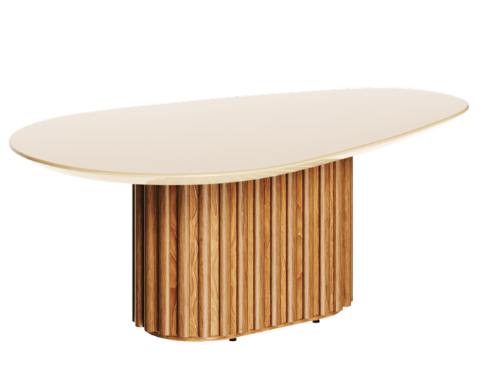 Mesa de Centro Orgânica Imcal 90x33 Pé Ripado Off White